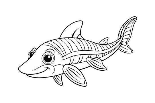 Baby Houndfish with Long Nose and Fins Vector Illustration for Kids Coloring Books
