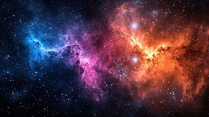 Obraz premium Surreal Space Scene with Vibrant Nebulae Galaxies, Abstract Digital Art Backdrop for Sci-Fi Futuristic Designs 
