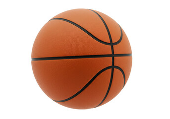Obraz premium A single orange basketball with black lines isolated against a plain white background in a studio shot