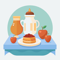 Yom Kippur Table Items Vector Isolated Illustration