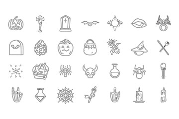 Fototapeta premium Haunted Forest Halloween Icons – Dark Vector Set
