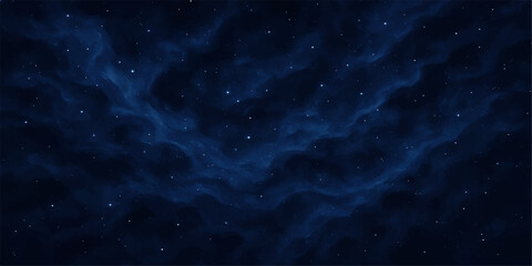 A breathtaking blue nebula drifts through a dark, starry night sky