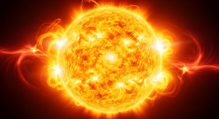 Sun with solar flares illustration