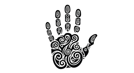 Fototapeta premium Vector Illustration of Stylized Hand with Ornamental Swirls in Black in Modern Artistic Style