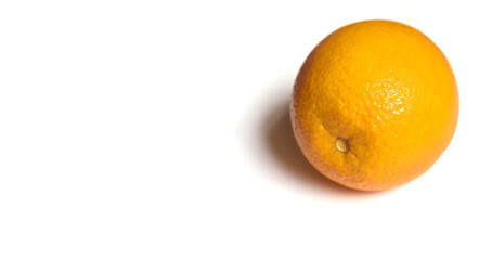 Appetizing fresh orange isolated on a white background. Orange Fruit Background. Space for text. Healthy Food.