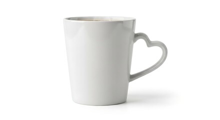 Fototapeta premium White Mug with Heart Handle Mockup – Front View on White Background