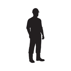 Male construction worker silhouette vector flat illustration design on white background