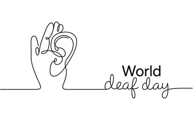 World deaf day celebration with hand gesture and ear illustration