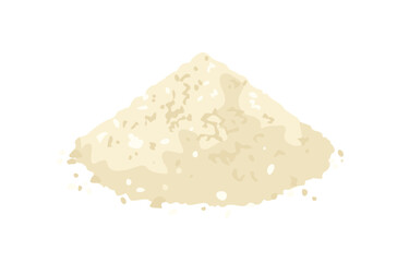 Heap of white powder or flour isolated on white background. Vector cartoon flat illustration.
