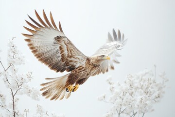 Obraz premium an brown eagle flying. white studio, white background