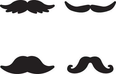 Vintage Mustache Icon Set  4 Classic Retro Moustache Silhouettes