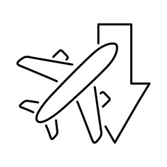 plane landing line vector icon