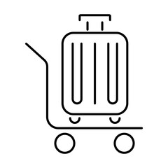 luggage trolley line vector icon