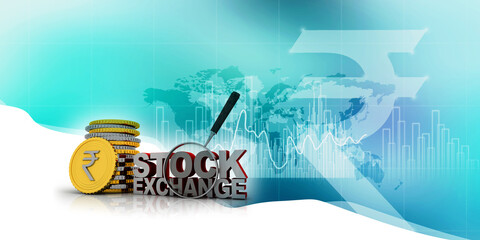 3d illustration indian stock exchange concept