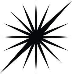 Offset starburst silhouette with elongated rays isolated on transparent background