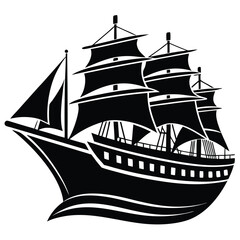 Cruise liner Icon on Black and White Vector Backgrounds. Adobe Illustrator Artwork