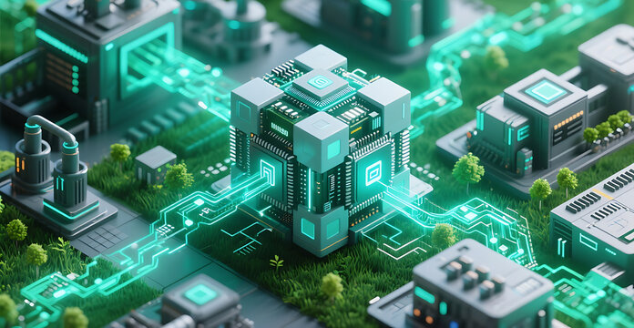 Future cubes, digital data streams and plants. Integration of technology and ecology. Environment, Society and governance