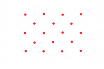 White intersecting lines creating diamond shapes with red dots at intersections on a transparent background