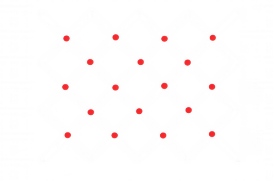 White intersecting lines creating diamond shapes with red dots at intersections on a transparent background