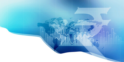 2d rendering Stock market online business concept. business Graph with indian rupee sign