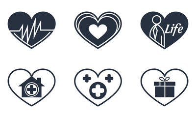 Heart Icon Set  Solid Vector Collection for Life, Care, and Emotion