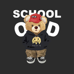 Old school typography slogans. Teddy bear graphic designs. Teddy bear artwork for printed t-shirts, posters, stickers, and more.