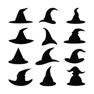 Witch Hat Silhouette Vector Set Halloween