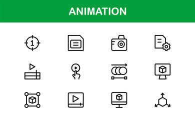 Dynamic Animation Line Icon Collection: Professional Vector Set for Creative Motion Design