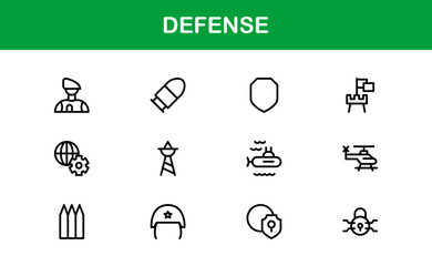 Dynamic Defense Line Icon Pack: Modern Vector Icons for Military and Safety Themes