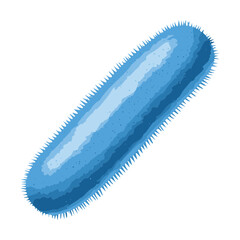 Blue Fuzzy Microorganism with Rod Shape