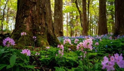 Fototapeta premium Flowers bloom in forest