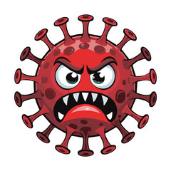 Angry Virus Mascot with Spikes and Open Mouth