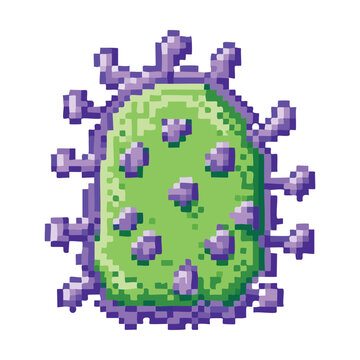 Pixel Art Green Virus Microorganism Illustration