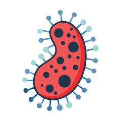 Realistic Red Bacteria Cell with Black Dots