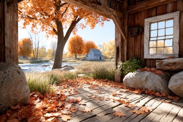 Casa de campo abandonada en un entorno rural de Eslovenia durante el oto&ntilde;o