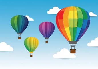 Naklejka premium Illustration of colorful hot air balloons fly