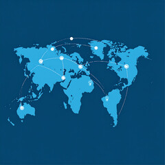 Obraz premium Global network map, showing interconnected locations across the world.
