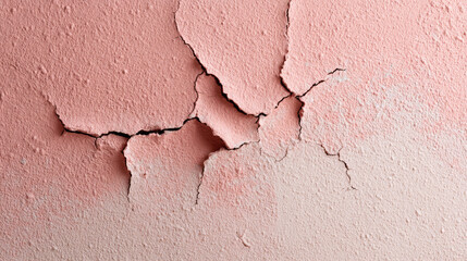 Obraz premium Close-up of Cracked Pink and White Painted Wall Texture with Peeling Layers and Surface Damage