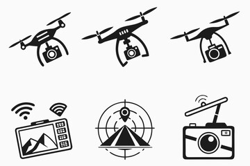 Fototapeta premium Drone Technology and Aerial Photography Icons.