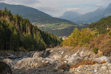 autumnal landscape inside Forni’s Glacier Valley, Santa Caterina Valfurva, Bormio, Sondrio