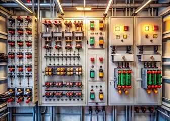 Industrial Electrical Panel Components: Selector Switch, Earth Switch, Breaker, Heater & Indicator Lights