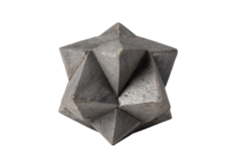 Gray, intricate, geometric wooden puzzle star