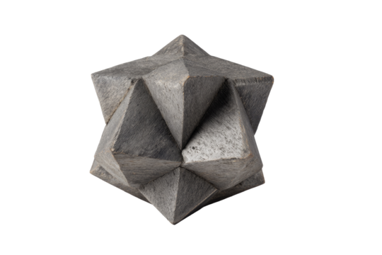Gray, intricate, geometric wooden puzzle star