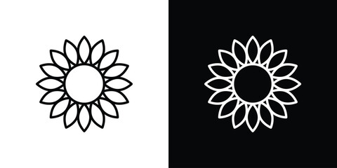 Sunflower icon art Illustrations. premium line icons