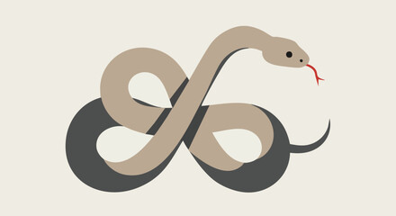 Obraz premium Minimalist Vector Illustration of Snake in Organic Style with Neutral Brown and Gray Colors