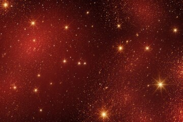 Fototapeta premium Red christmas glitter background with stars. Festive glowing blurred texture