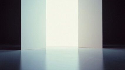 Fototapeta premium Minimal Futuristic Space with Bright Backlit Panels and Smooth Floor