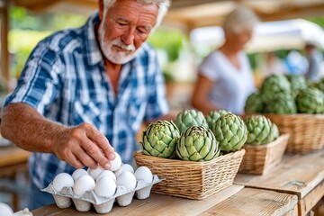 Mercado agrícola de Sicilia con productos frescos en bandejas de cartón