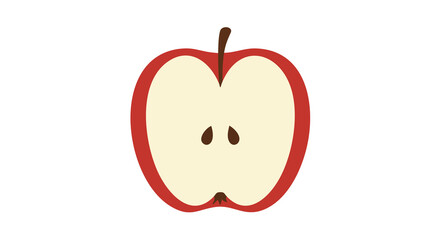 Fototapeta premium Minimalist Vector Illustration of Apple in Red and Cream Colors with Organic Shapes and Symmetrical Composition in Modern Style for Digital and Print Use