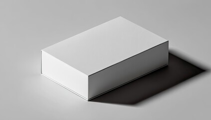Blank white box on a light gray surface